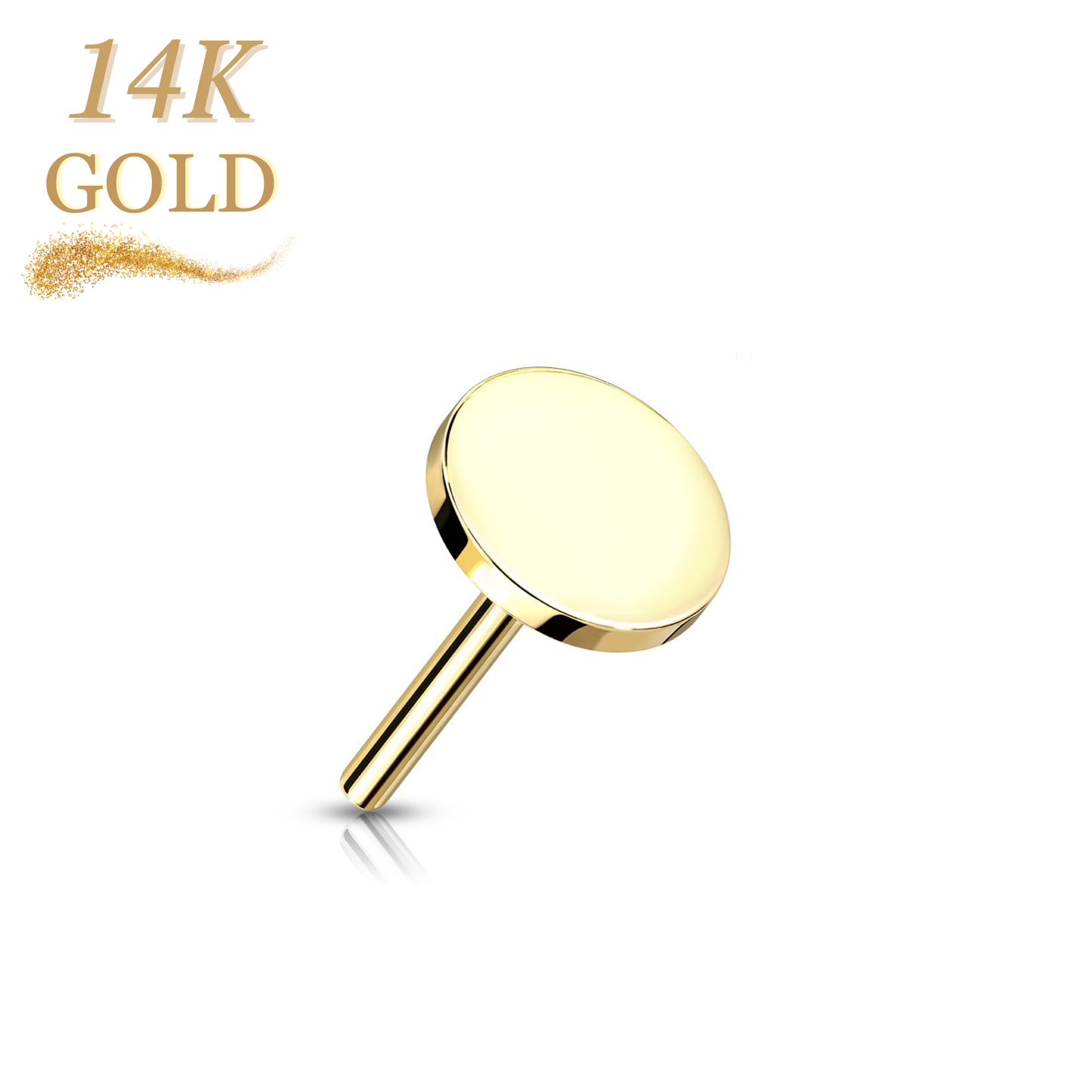 14K Gold Threadless Flat Round (Top Only)
