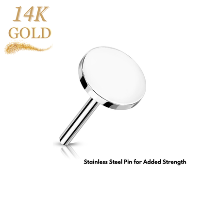 14K Gold Threadless Flat Round (Top Only)
