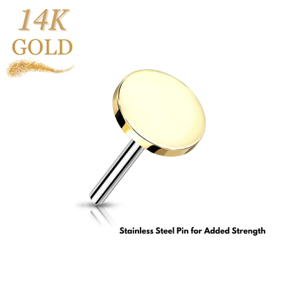 14K Gold Threadless Flat Round (Top Only)