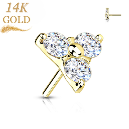 Lovisa - Pre-Sterilized 14K Gold Threadless 3 CZ Trinity (Top Only)