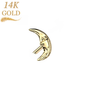 14K Gold Threadless Push In Moon with Face (Top Only)