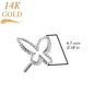 14K Gold Threadless Push In Beaded Butterfly (Top Only)
