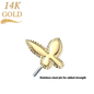 14K Gold Threadless Push In Beaded Butterfly (Top Only)