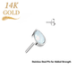 14K Gold Threadless Pear Opal (Top Only)