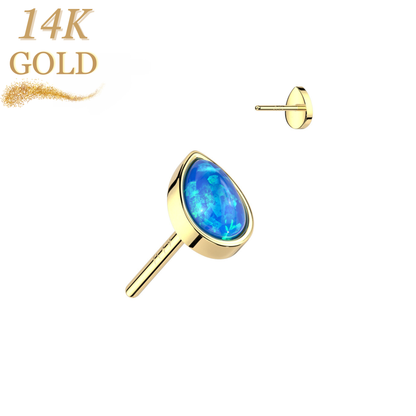 14K Gold Threadless Pear Opal (Top Only)