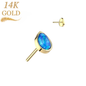 14K Gold Threadless Pear Opal (Top Only)