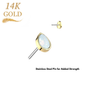 14K Gold Threadless Pear Opal (Top Only)