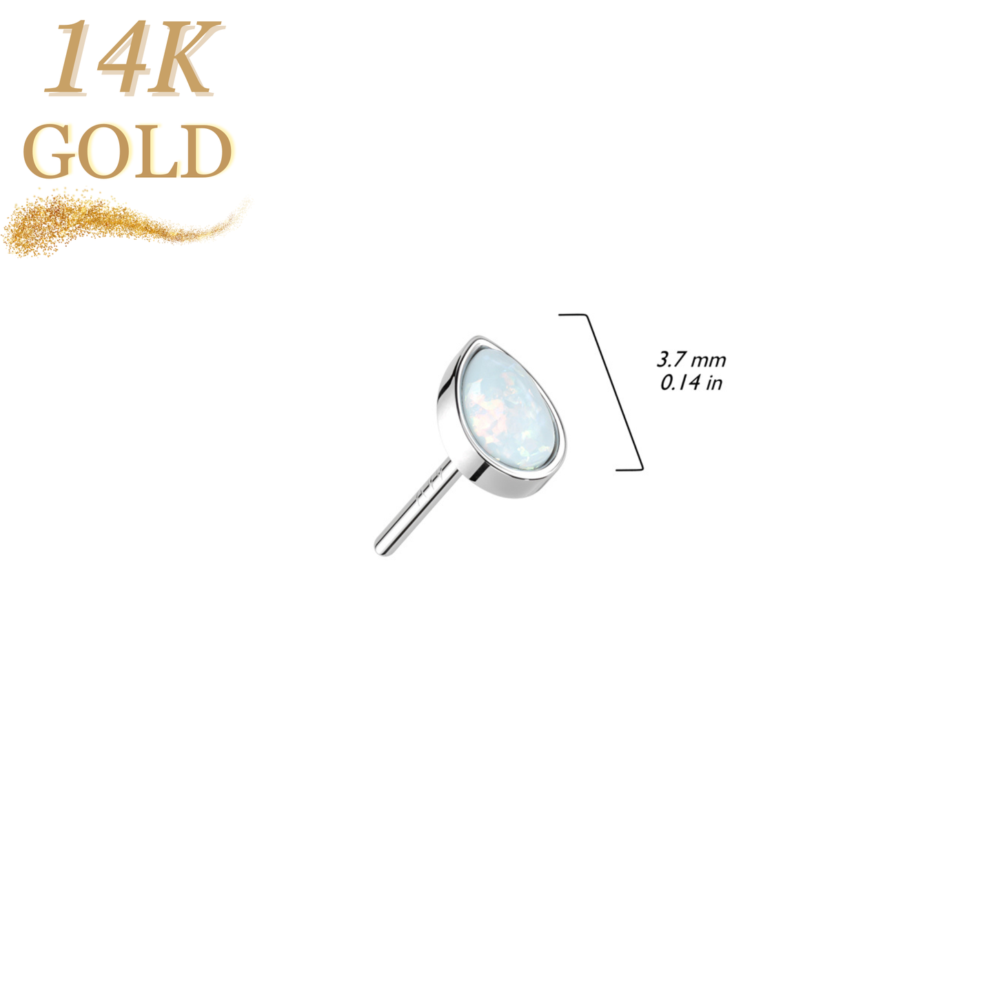 14K Gold Threadless Pear Opal (Top Only)