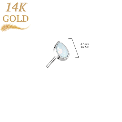 14K Gold Threadless Pear Opal (Top Only)