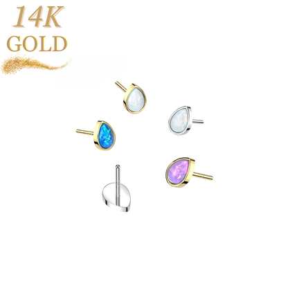 14K Gold Threadless Pear Opal (Top Only)