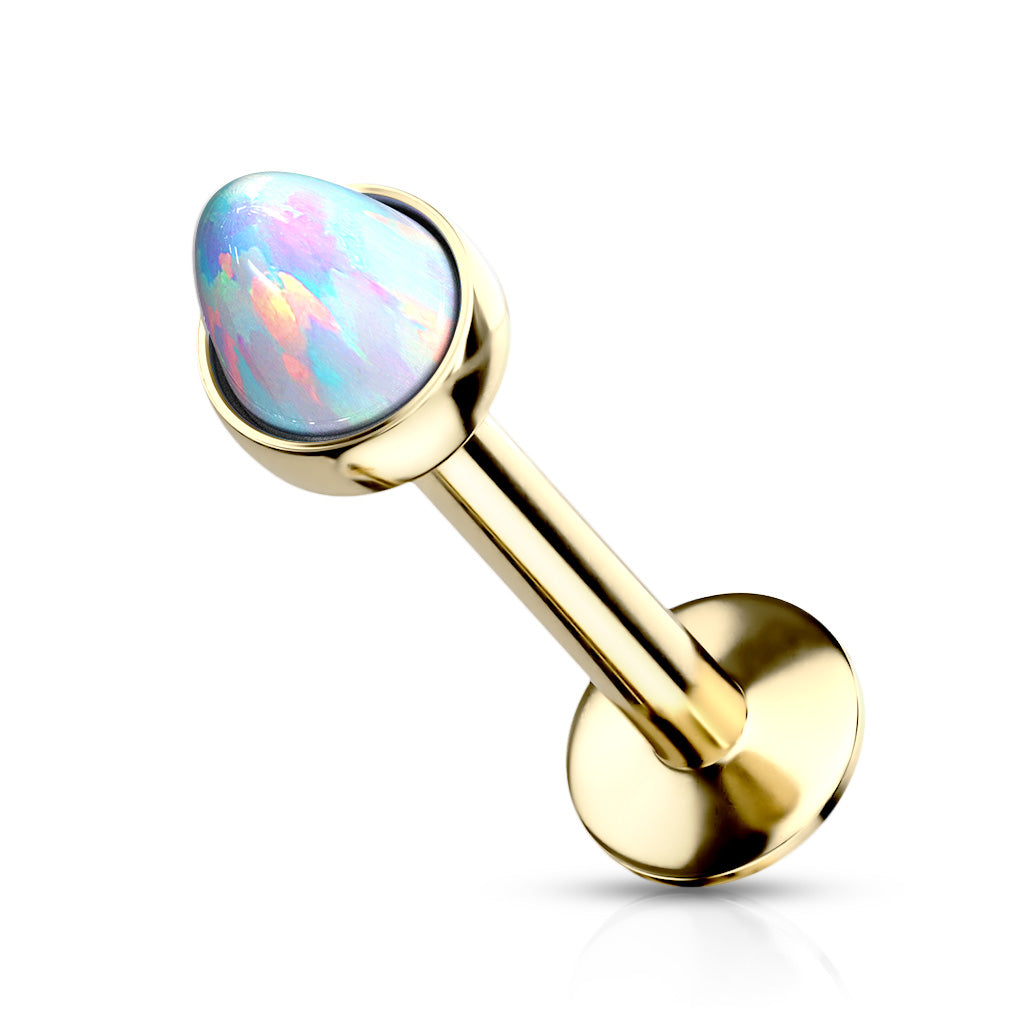 Surgical Steel Internally Threaded Opal Spike Labret