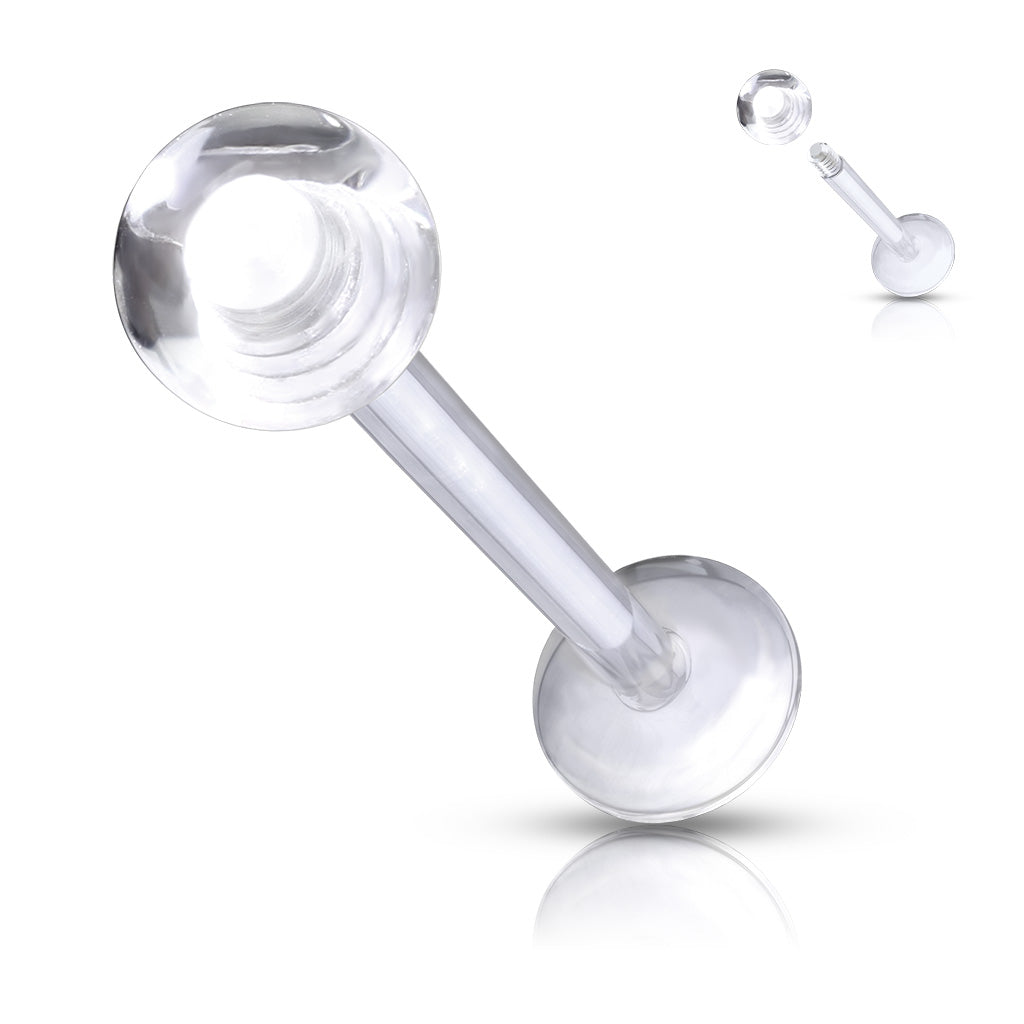 Acrylic Externally Threaded Labret with Clear Acrylic Top