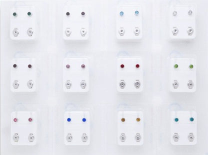 Pre-Sterilized Surgical Steel Earrings w/ Bezel Set CZ Birthstone (12Pk-$2.03/pr)