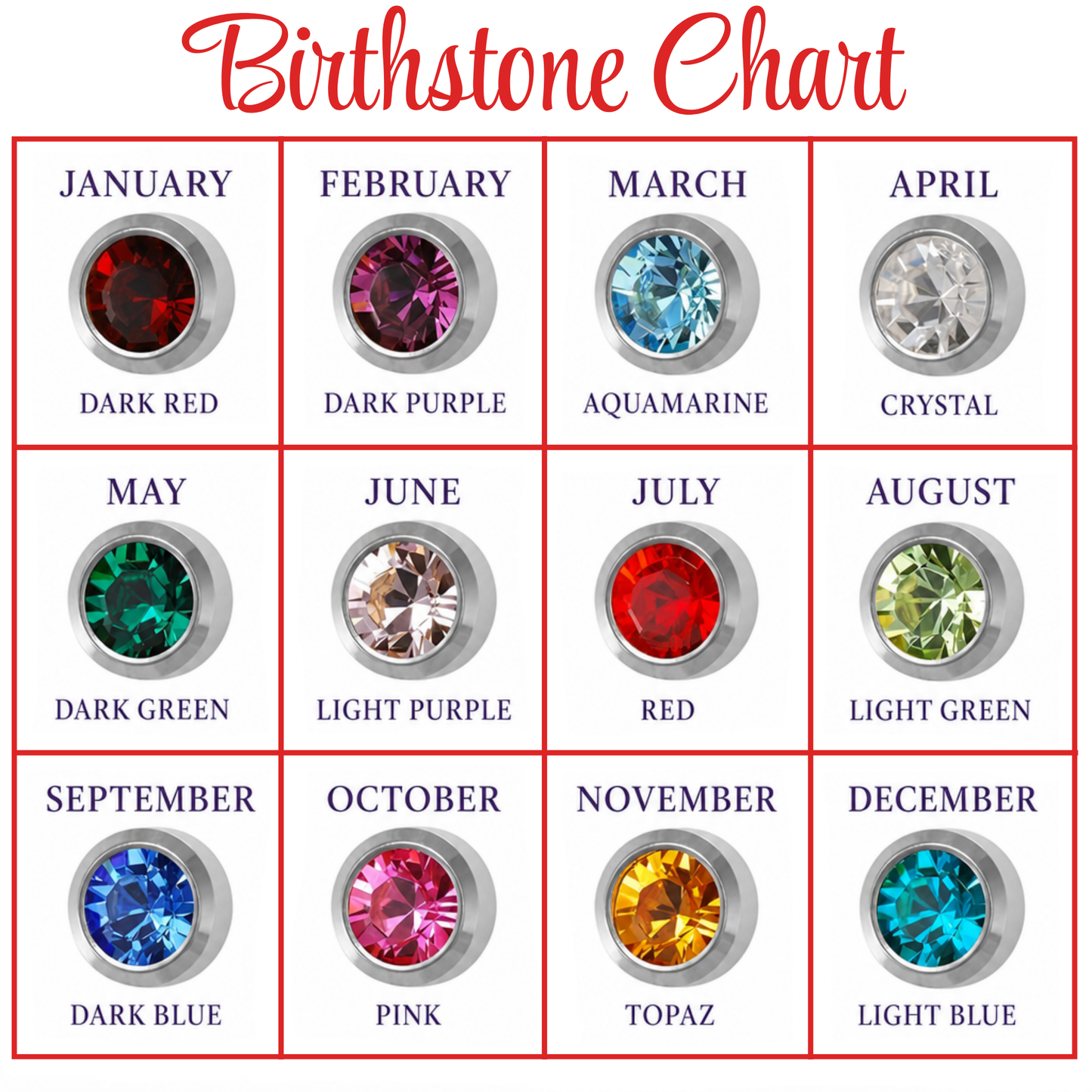 Pre-Sterilized Surgical Steel Earrings w/ Bezel Set CZ Birthstone (12Pk-$2.03/pr)