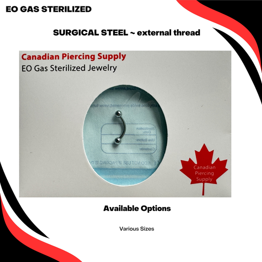 Pre-Sterilized Surgical Steel Solid Curved Externally Threaded Barbell
