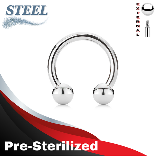 Pre-Sterilized Surgical Steel Externally Threaded Solid Horseshoe
