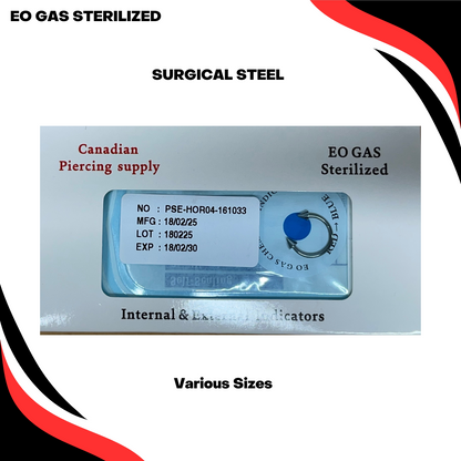 Pre-Sterilized Surgical Steel Externally Threaded Horseshoe w/ Spiked Ends - CLEARANCE