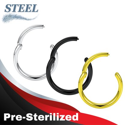 Pre-Sterilized Surgical Steel Hinged Rings - (CLEARANCE)