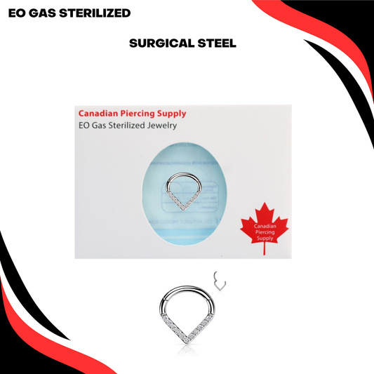 Pre-Sterilized Surgical Steel Chevron Clicker with Front Facing Gems