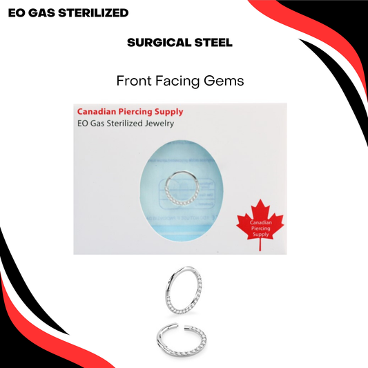 Pre-Sterilized Surgical Steel Ring with Front Facing Gems