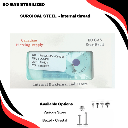 Pre-Sterilized Surgical Steel Bezel Set Jewel Labrets with Internal Thread
