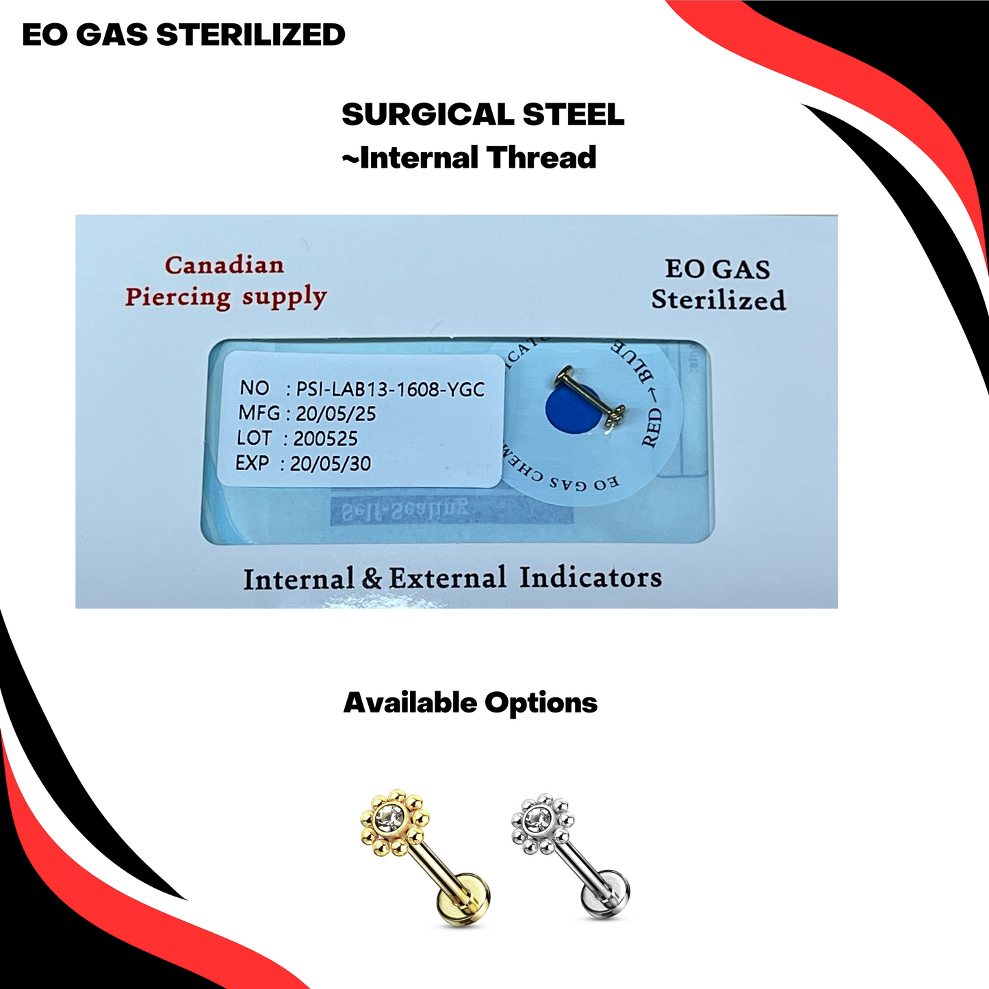 Pre-Sterilized Surgical Steel Internally Threaded Micro Cluster CZ Flower
