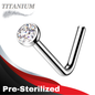 Lovisa - Pre-Sterilized Titanium Nostril L Bend with 2mm Flat Bezel Set CZ