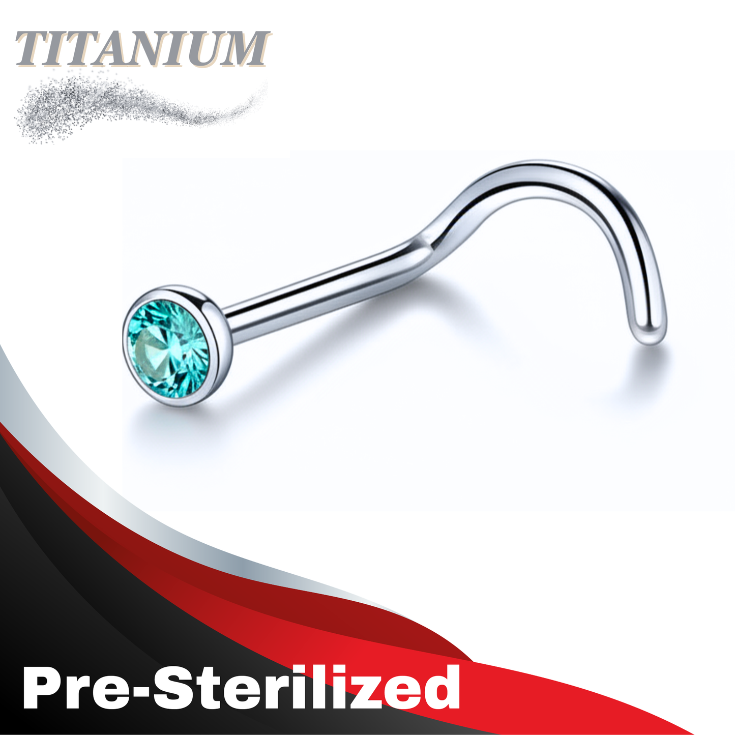Lovisa - Pre-Sterilized Titanium 18G Piercing Nostril Screws (7mm long) with 2mm Flat Bezel Crystal Top