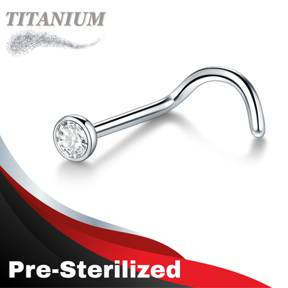 Lovisa - Pre-Sterilized Titanium 18G Piercing Nostril Screws (7mm long) with 2mm Flat Bezel Crystal Top
