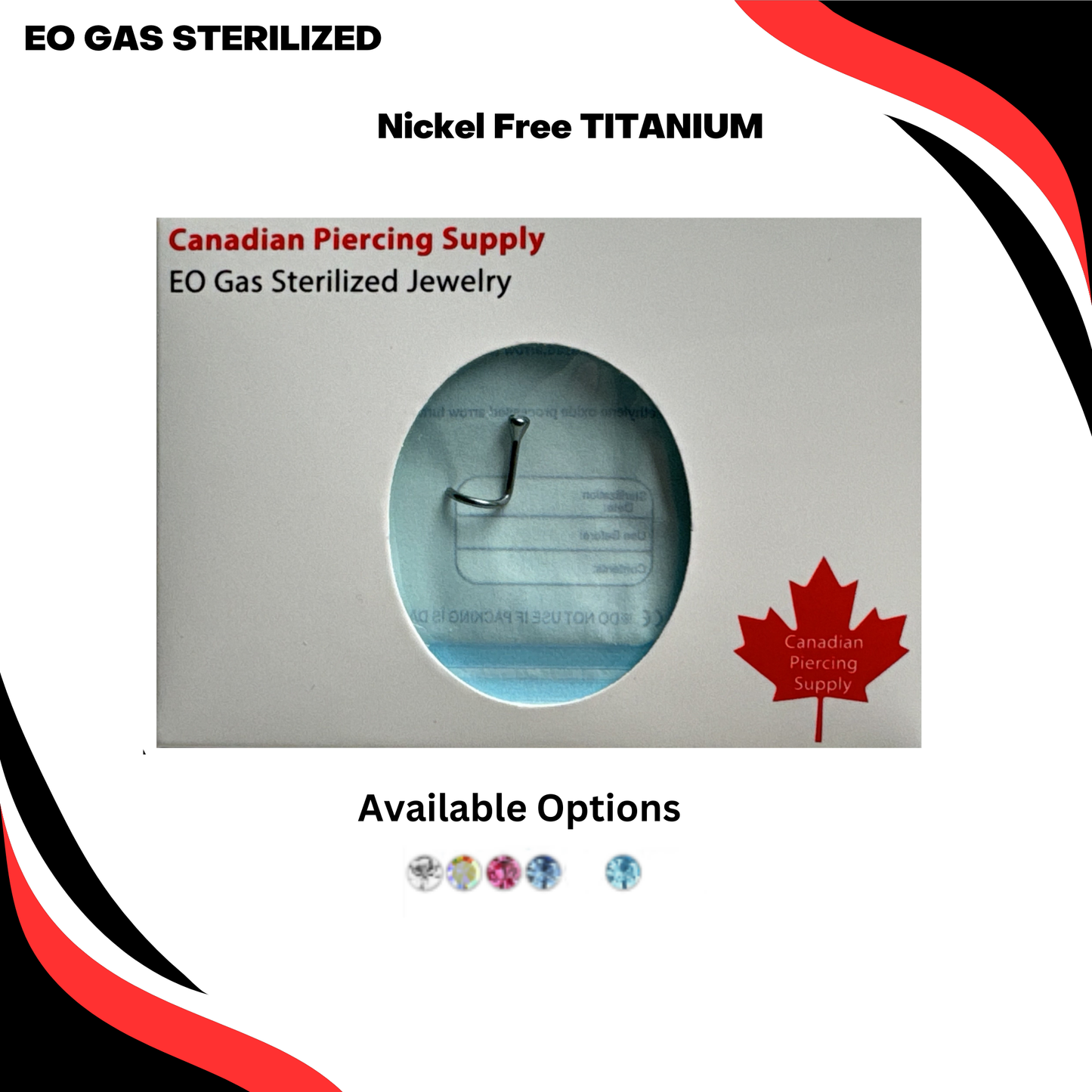 Pre-Sterilized Titanium Nostril Corkscrew with Bezel Set Crystal Martini Top - CLEARANCE