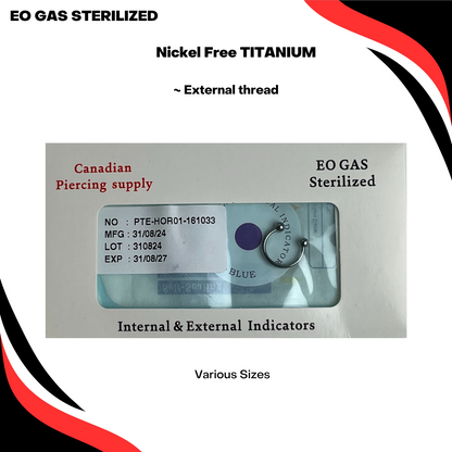 Pre-Sterilized Titanium Externally Threaded Horseshoe (CLEARANCE)