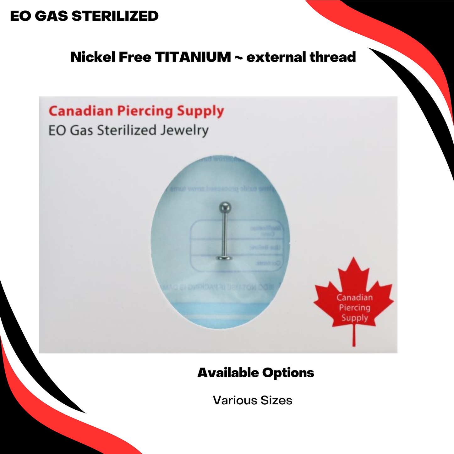 Pre-Sterilized Titanium Externally Threaded Solid Ball Labrets