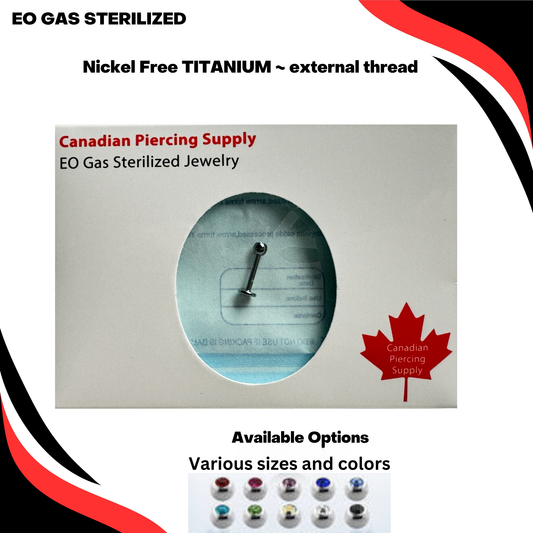 Pre-Sterilized Titanium Labrets with External Thread CZ Ball