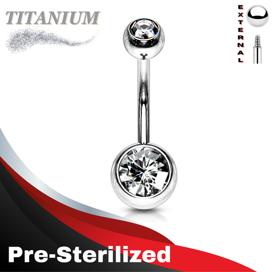 Pre-Sterilized Titanium Externally Threaded Double Gem Belly Banana - (CLEARANCE)