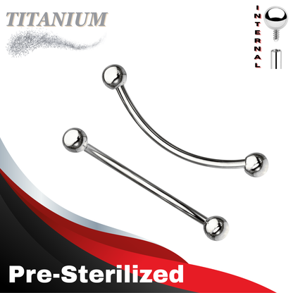 Pre-Sterilized Titanium Internally Threaded Solid Curved Barbell