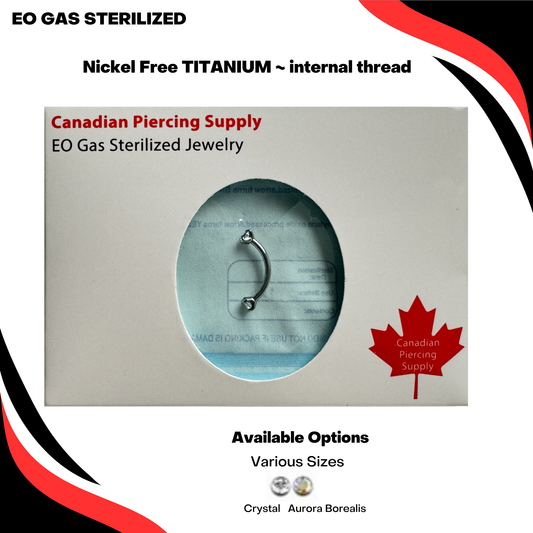 Pre-Sterilized Titanium Curved Barbells with Prong Gem Ends Internally Threaded