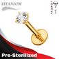 Pre-Sterilized Titanium Internally Threaded Labret w/ Prong Set CZ (4mm base)
