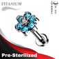 Pre-Sterilized Titanium Internally Threaded Labret w/ CZ Flower
