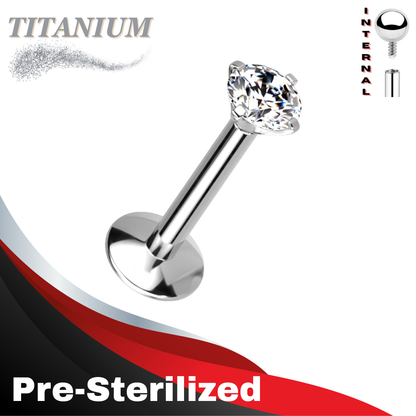 Pre-Sterilized EASY FIT Titanium Internal Thread Prong CZ Labret with Extended Threading