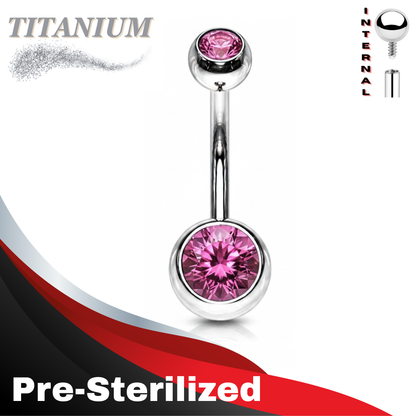 Pre-Sterilized Titanium Double Gem Belly Banana Internal Thread - (CLEARANCE)