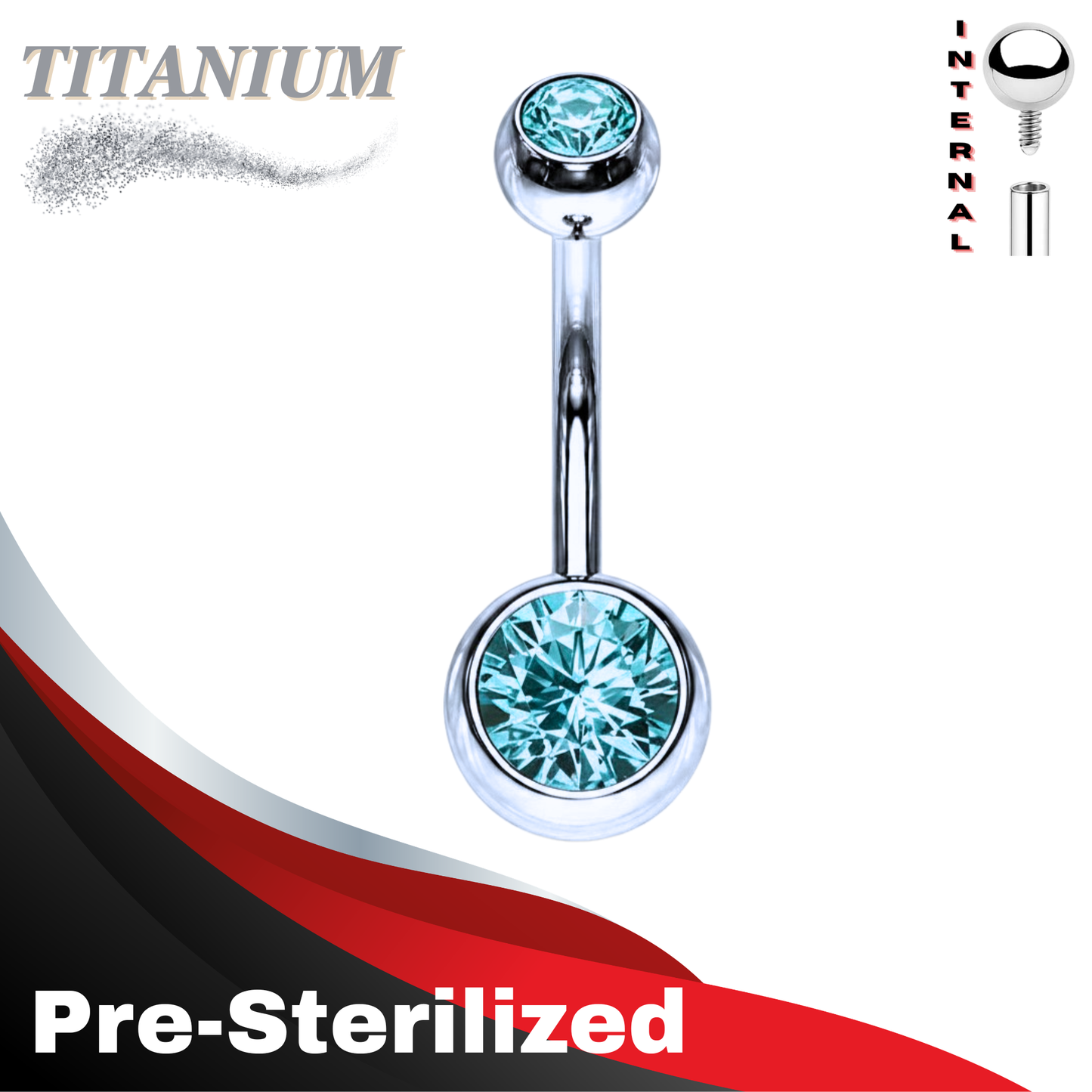 Pre-Sterilized Titanium Double Gem Belly Banana Internal Thread - (CLEARANCE)