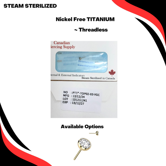 Pre-Sterilized Titanium Threadless CZ Bezel Gem (Top Only)