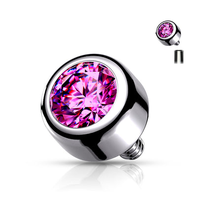 Titanium Internally Threaded Premium Round Bezel Gem (Top Only)