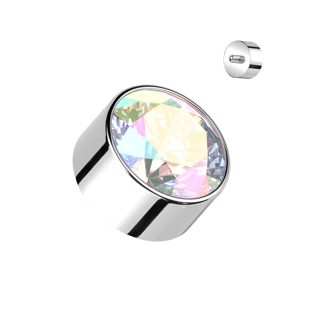 Titanium Internally Threaded Premium Round Bezel Gem (Top Only)