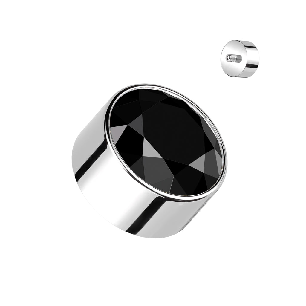Titanium Internally Threaded Premium Round Bezel Gem (Top Only)
