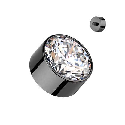 Titanium Internally Threaded Premium Round Bezel Gem (Top Only)