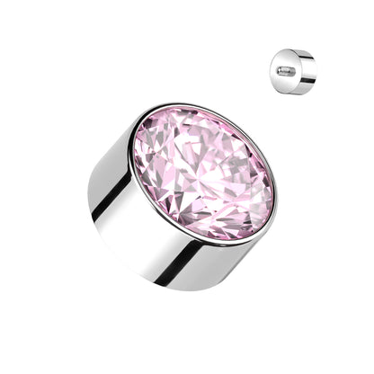 Titanium Internally Threaded Premium Round Bezel Gem (Top Only)