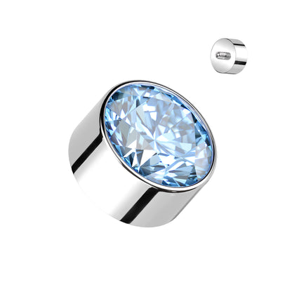 Titanium Internally Threaded Premium Round Bezel Gem (Top Only)