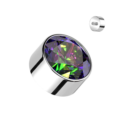 Titanium Internally Threaded Premium Round Bezel Gem (Top Only)