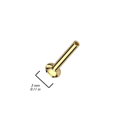 Surgical Steel Threadless Convex Base Labret (Post Only) 3mm Base (CLEARANCE)
